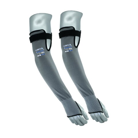 HANVO’s 18‑gauge polyester‑MetalQ‑steel wire cut‑resistant arm sleeve delivers premium ANSI A6 cut‑level F forearm protection without sacrificing dexterity. 45 cm extended length offers enhanced forearm coverage for high‑risk tasks. Built‑in thumb‑hole stops sleeve shifting during active work. Top‑sewn adjustable velcro closure creates snug, custom fit on upper arm. This heavy‑risk forearm protective sleeve is ideal for glass handling, metal fabrication, machinery and equipment, facility maintenance and warehousing operations.