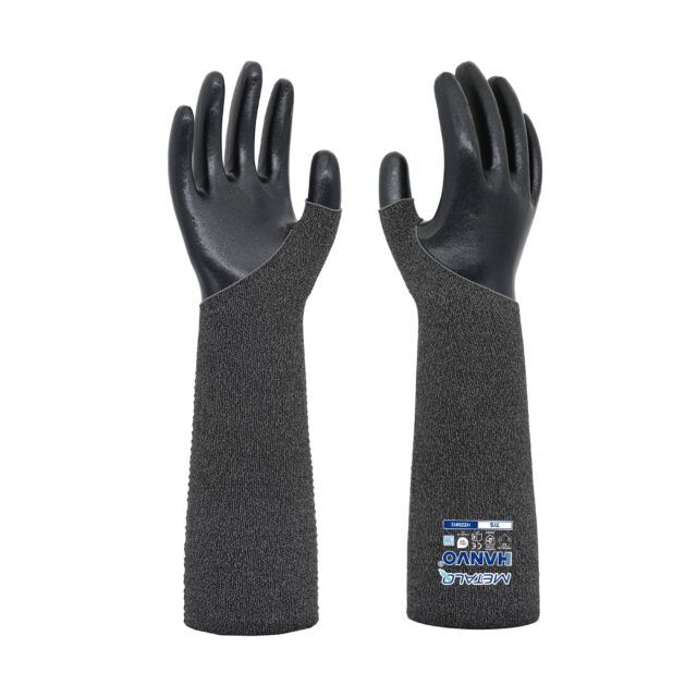 HANVO’s ergonomically designed 18‑gauge nylon‑MetalQ cut‑resistant arm sleeve provides ANSI A4 cut‑level D forearm protection without compromising dexterity. The 45 cm extended‑length sleeve adopts a thumb‑hole design to hold the sleeve stable during active movement. Its lightweight, highly breathable construction delivers long‑wearing comfort for all‑shift use. This high‑risk forearm protective sleeve is ideal for glass handling, metal fabrication, machinery and equipment, facility maintenance and warehousing operations.