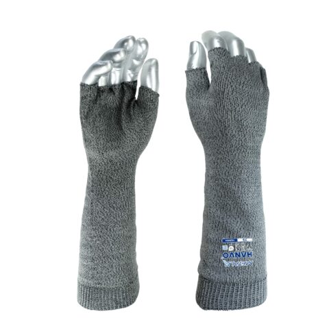HANVO’s ergonomically shaped 18‑gauge polyester‑MetalQ cut‑resistant arm sleeve delivers ANSI A4 cut‑level D forearm protection while preserving good dexterity. This short 25 cm sleeve adopts finger‑hole design to hold sleeve stable during active movements. Ergonomic fit effectively eases hand fatigue caused by repetitive work. Lightweight breathable knit brings long‑time wearing comfort. This compact protective sleeve is ideal for glass handling, metal fabrication, machinery and equipment, facility maintenance and warehousing operations.