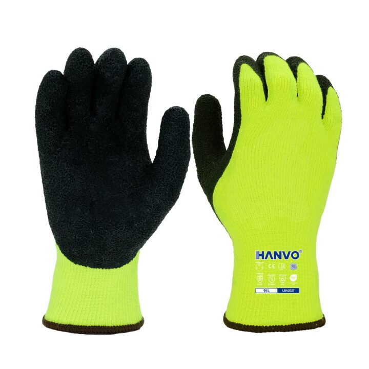 HANVO’s 10‑gauge acrylic terry safety glove delivers ANSI A1 cut protection with lightweight thermal comfort, featuring crinkle latex palm dipping for secure slip‑resistant grip. This cut resistant work glove is ideal for general assembly, material transport, machinery and equipment, automotive, facility maintenance and warehousing operations.