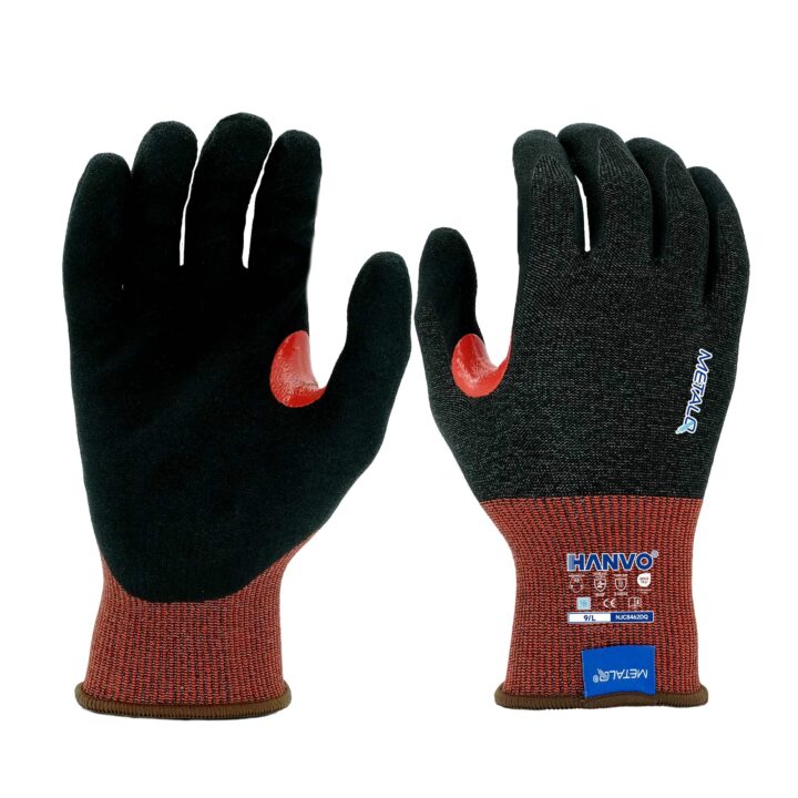 Top‑grade 18‑gauge polyester MetalQ tungsten composite liner achieves industry‑leading ANSI A9 maximum cut‑protection level. Sandy foam nitrile palm offers superior grip and reliable tactile feedback for precision handling. Reinforced thumb crotch handles the most rigorous heavy‑duty tasks, touch‑screen function enables convenient device use. Dual‑standard certified PPE for extreme sharp‑metal processing, scrap‑steel disposal, heavy‑construction site work and highest‑hazard manual‑operation scenarios.