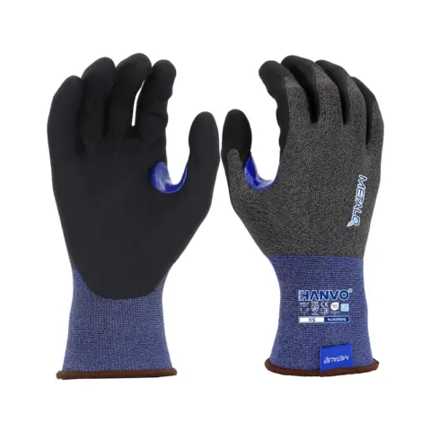 21-gauge high-stretch nylon MetalQ composite liner achieves ANSI A4 cut level with ultra-slender hand feel, micro foam nitrile coating ensures steady non-slip in dry environments, reinforced thumb crotch solves tearing problem for long-hour continuous use. Double industrial certified protective glove for precision hardware installation, light metal fabrication, automotive interior assembly and facility routine overhaul.