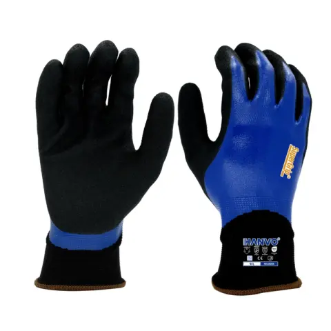 HANVO 15-gauge polyester super grip work glove, meeting ANSI and EN388 safety standards, features sandy nitrile palm coating with excellent oil proof, waterproof and high abrasion resistance performance. This anti-oil glove provides super grip performance, flexible fit and lightweight comfort for daily maintenance work. It is widely applied in auto maintenance, hardware installation, warehouse cargo handling, automotive maintenance, facility maintenance, machinery and equipment and transport and warehousing.
