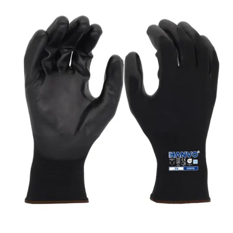 HANVO’s lightweight 18‑gauge polyester work glove features PU palm dipping for secure dry‑condition grip. Breathable seamless knit wicks moisture away, keeps hands cool and dry for long‑time wearing. Low‑irritation liner supports all‑day comfort, perfect for facility maintenance, general assembly, warehousing and transport operations.