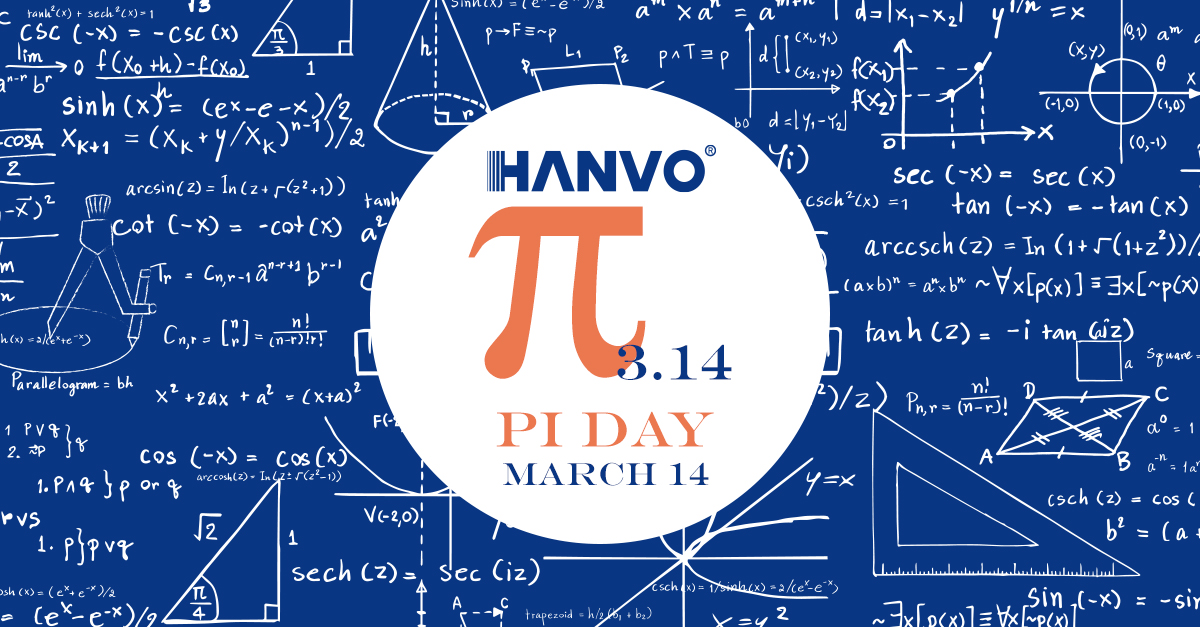 Celebración del Día de Pi 2025 con guantes de seguridad HANVO y el símbolo π destacando la protección de precisión.