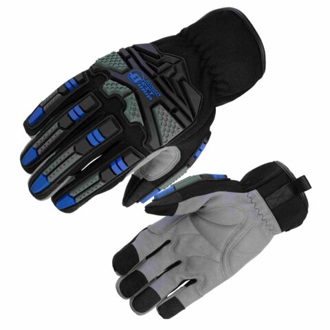 HANVO heavyโduty impactโprotection glove with touchโscreen capability. Syntheticโleather palm with PVC reinforcement reaches EN388 Level 2 abrasion resistance (1600 cycles). 6โฏmm TPR knuckle protection absorbs blunt impact; 8โฏmm memoryโfoam padding reduces vibration from powerโtool use. Openโstyle safety cuff enables fast onโandโoff. Touchโcapable fingertips support direct screen operation without glove removal. Ideal for construction, equipment repair, powerโtool operation, logistics, facility maintenance.