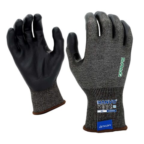 HANVO’s 18‑gauge recycled polyester BioMetalQ spandex safety glove delivers ANSI A4 cut protection with great fingertip dexterity, featuring water‑based PU palm dipping, touch‑screen compatibility and reinforced thumb crotch for extended service life. This cut resistant work glove is ideal for general assembly, material transport, machinery and equipment, automotive, facility maintenance and warehousing operations.