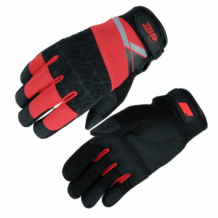 HANVO medium‑duty vibration‑reduction safety glove constructed from stretch birdseye fabric. Synthetic‑leather palm with PVC reinforcement delivers EN388 Level 2 abrasion resistance at 1600 cycles. 5 mm memory‑foam vibration‑absorbing padding, paired with 2 mm embossed elastic‑SBR knuckle protection for impact release. Internal antibacterial deodorizing terry cloth liner with strong sweat‑wicking performance. Ideal for power‑tool work, metal fabrication, maintenance, construction.