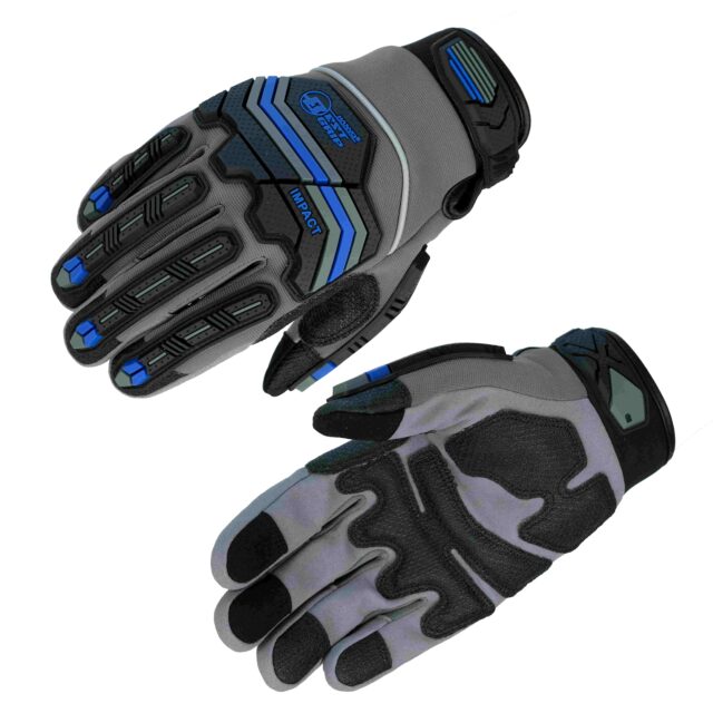 HANVO high‑visibility vibration‑absorbing safety glove. Synthetic‑leather palm with PVC reinforcement achieves EN388 Level 2 abrasion performance up to 1600 cycles. 6 mm TPR hard‑shell knuckle impact protection, paired with 3 mm SBR vibration‑damping padding over PVC reinforcement. Reflective bands fitted on knuckles for warning visibility in low‑light working environments; touch‑capable fingertips allow screen operation. Ideal for night‑time roadwork, construction, field maintenance, warehousing, power‑tool operation.